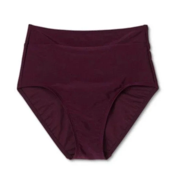 Kona Sol Women's Burgundy Wine High Waist Tummy Control Bottoms AGD03 Sz S NWT - Picture 9 of 14